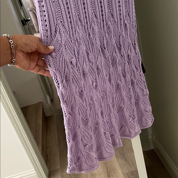 Elegant Lavender Midi Crochet Dress - Picture 3 of 7